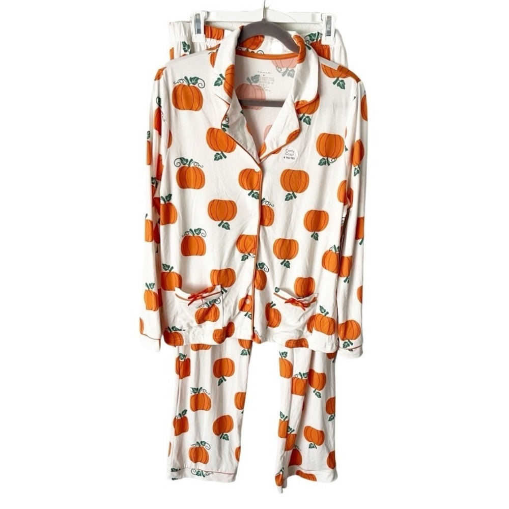 Tahari Pumpkin Fall Print Halloween Autumn Pajama Set Size XL NWT